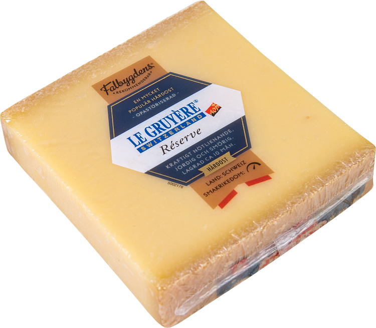 Falbygdens Rekommenderar Le Gruyère Réserve opast hårdost