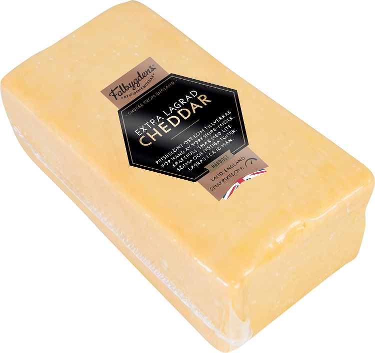 Falbygdens Rekommenderar Extra lagrad cheddar 34% hårdost