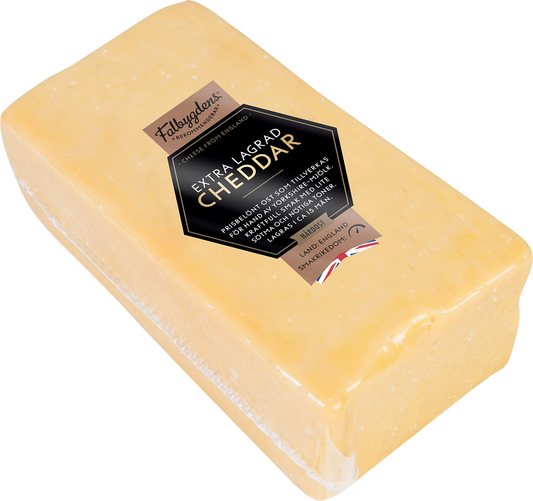 Falbygdens Rekommenderar Extra lagrad cheddar 34% hårdost