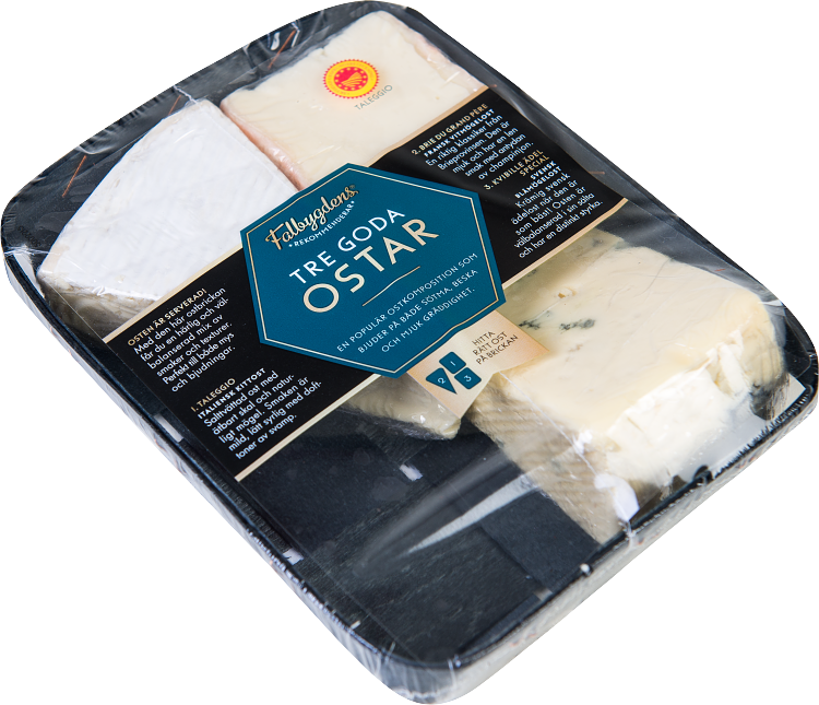 Falbygdens Rekommenderar Tre goda ostar ostbricka