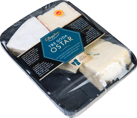 Falbygdens Rekommenderar Tre goda ostar ostbricka